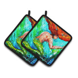 Caroline'S Treasures Mermaids Heaven Pair Of Pot Holders Mw1200Pthd, 7.5Hx7.5W, Multicolor