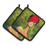 Caroline'S Treasures Mw1301Pthd Lady Aziline Pair Of Pot Holders Potholders, Multicolor