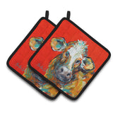 Caroline'S Treasures Mw1319Pthd Cow Caught Red Handed Too Pair Of Pot Holders Potholders, Multicolor