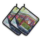 Caroline'S Treasures Mw1338Pthd Streetcar Mid Summer Pair Of Pot Holders Potholders, Multicolor