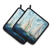 Caroline'S Treasures Mw1355Pthd Sailboats Last Mile Pair Of Pot Holders Potholders, Multicolor