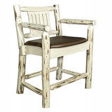 Montana Collection Counter Height Captain'S Barstool - Saddle Upholstery, Clear Lacquer Finish