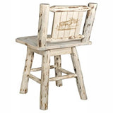 Montana Collection Barstool W/ Back & Swivel W/ Laser Engraved Moose Design, Ready To Finish