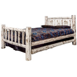 Montana Collection California King Bed W/ Laser Engraved Moose Design, Clear Lacquer Finish