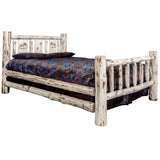 Montana Collection California King Bed W/ Laser Engraved Moose Design, Clear Lacquer Finish