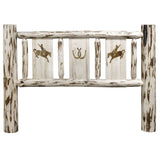 Montana Collection Full Headboard W/ Laser Engraved Bronc Design, Clear Lacquer Finish