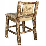 Glacier Country Collection Counter Height Barstool W/ Back, W/ Laser Engraved Elk Design