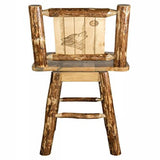Glacier Country Collection Counter Height Barstool W/ Back & Swivel W/ Laser Engraved Wolf Design