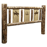 Glacier Country Collection King Headboard W/ Laser Engraved Bronc Design