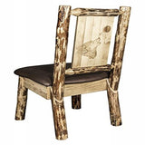 Glacier Country Collection Side Chair - Saddle Upholstery, W/ Laser Engraved Wolf Design