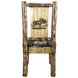 Glacier Country Collection Side Chair - Woodland Upholstery, W/ Laser Engraved Moose Design