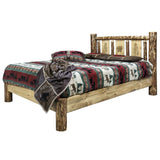 Glacier Country Collection Queen Platform Bed W/ Laser Engraved Pine Tree Design