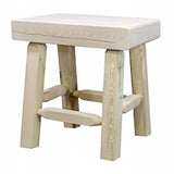 Homestead Collection Counter Height Half Log Barstool, Clear Lacquer Finish
