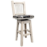Homestead Collection Barstool W/ Back & Swivel, Ready To Finish W/ Upholstered Seat, Woodland Pattern