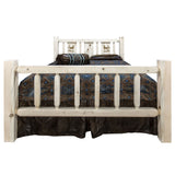 Homestead Collection California King Bed W/ Laser Engraved Elk Design, Clear Lacquer Finish