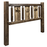 Homestead Collection California King Headboard W/ Laser Engraved Bronc Design, Stain & Clear Lacquer Finish