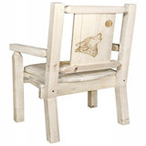 Homestead Collection Captain'S Chair W/ Laser Engraved Wolf Design, Ready To Finish