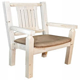 Homestead Collection Captain'S Chair, Clear Lacquer Finish W/ Upholstered Seat, Buckskin Pattern