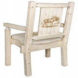 Homestead Collection Captain'S Chair W/ Laser Engraved Moose Design, Clear Lacquer Finish