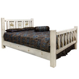 Homestead Collection Full Bed W/ Laser Engraved Bronc Design, Clear Lacquer Finish