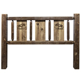 Homestead Collection Full Headboard W/ Laser Engraved Moose Design, Stain & Clear Lacquer Finish