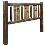 Homestead Collection Full Headboard W/ Laser Engraved Moose Design, Stain & Clear Lacquer Finish