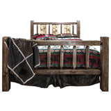 Homestead Collection King Bed W/ Laser Engraved Bear Design, Stain & Clear Lacquer Finish
