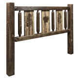 Homestead Collection King Headboard W/ Laser Engraved Pine Design, Stain & Clear Lacquer Finish