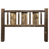 Homestead Collection King Headboard W/ Laser Engraved Wolf Design, Stain & Clear Lacquer Finish