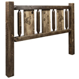 Homestead Collection King Headboard W/ Laser Engraved Wolf Design, Stain & Clear Lacquer Finish
