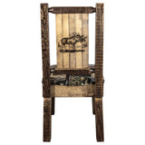Homestead Collection Side Chair - Woodland Upholstery W/ Laser Engraved Moose Design, Stain & Lacquer Finish