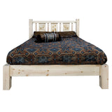 Homestead Collection Full Platform Bed W/ Laser Engraved Bear Design, Ready To Finish