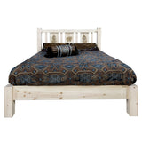 Homestead Collection Full Platform Bed W/ Laser Engraved Pine Tree Design, Ready To Finish