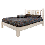 Homestead Collection King Platform Bed W/ Laser Engraved Bronc Design, Ready To Finish