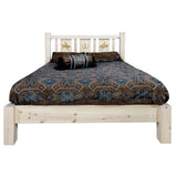Homestead Collection King Platform Bed W/ Laser Engraved Bronc Design, Clear Lacquer Finish