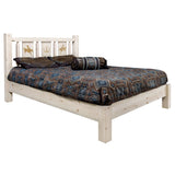 Homestead Collection Queen Platform Bed W/ Laser Engraved Bronc Design, Clear Lacquer Finish