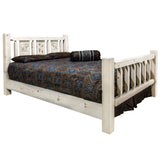 Homestead Collection Queen Bed W/ Laser Engraved Bear Design, Ready To Finish
