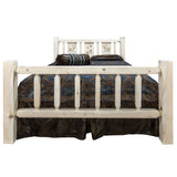 Homestead Collection Queen Bed W/ Laser Engraved Bear Design, Clear Lacquer Finish