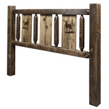 Homestead Collection Queen Headboard W/ Laser Engraved Elk Design, Stain & Clear Lacquer Finish