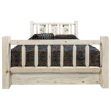 Homestead Collection Full Storage Bed W/ Laser Engraved Wolf Design, Clear Lacquer Finish