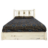 Homestead Collection Platform Bed W/ Storage, King W/ Laser Engraved Pine Design, Ready To Finish