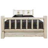 Homestead Collection Queen Storage Bed W/ Laser Engraved Bronc Design, Clear Lacquer Finish
