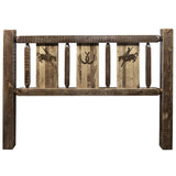 Homestead Collection Twin Headboard W/ Laser Engraved Bronc Design, Stain & Clear Lacquer Finish