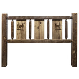 Homestead Collection Twin Headboard W/ Laser Engraved Elk Design, Stain & Clear Lacquer Finish