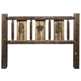 Homestead Collection Twin Headboard W/ Laser Engraved Pine Design, Stain & Clear Lacquer Finish