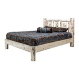 Montana Collection Full Platform Bed W/ Laser Engraved Bear Design, Ready To Finish
