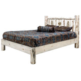 Montana Collection Full Platform Bed W/ Laser Engraved Pine Tree Design, Ready To Finish