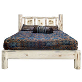 Montana Collection Queen Platform Bed W/ Laser Engraved Moose Design, Ready To Finish