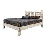 Montana Collection Queen Platform Bed W/ Laser Engraved Moose Design, Ready To Finish