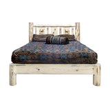 Montana Collection Twin Platform Bed W/ Laser Engraved Elk Design, Clear Lacquer Finish